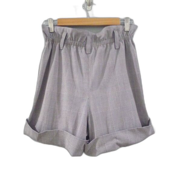 Aritzia Sunday Best Plaid High Waist Paper Bag Cuffed Short - Gray 4 - Picture 2 of 5